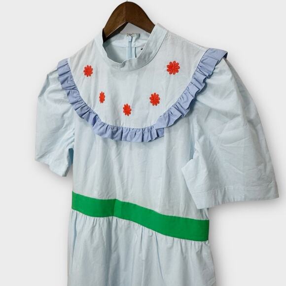 & Other Stories Sindiso Khumalo Mini Dress Women’s Size 10 Blue Floral Ruffle - Picture 6 of 13